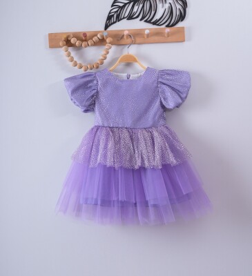 Girls Dress with Balloon Sleeves 3-6Y Eray Kids 1044-9273 Lilac