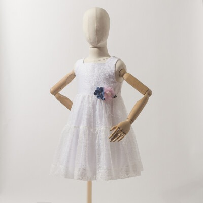 Girls Dress with Snowflake Collar 2-5Y Wecan 1022-23008 Ecru