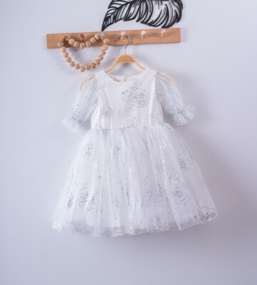Girls Dress with Tulle and Rose Patterned 4-7Y Eray Kids 1044-9276-1* - 2