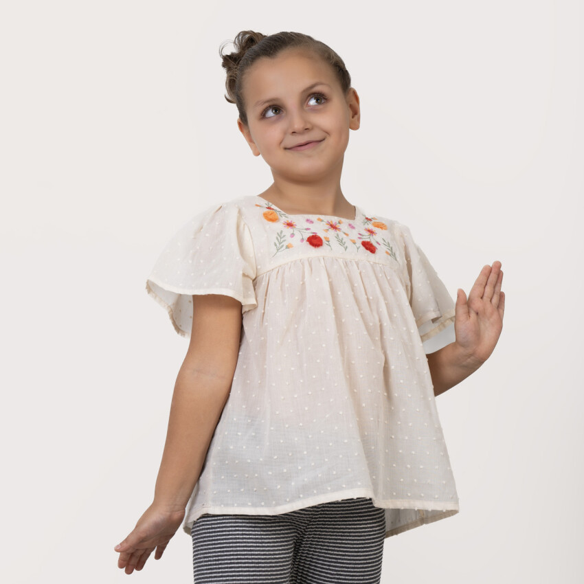 Girl's Flounce Sleeve Blouse 6-9Y Timo 1018-TK5DÜ032256183 - 3