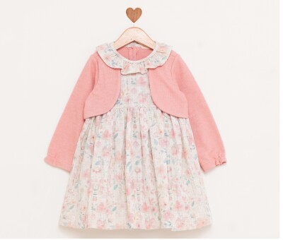 Girls Knitwear Bolero Printed Dress 1-4Y BabyRose 1002-4861 Dusty Rose