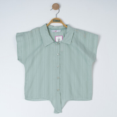 Girls Off Shoulder Tie Blouse 2-5Y Timo 1018-TK5DÜ042255082 Green almond2