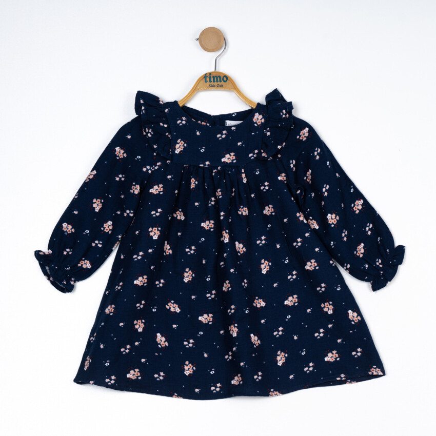 Girl's Patterned Muslin Dress 2-5Y Timo 1018-TK5DÜ062244372 - 2