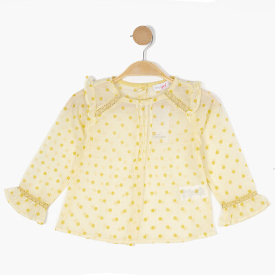 Girl's Ruffle Sleeve Blouse 6-9Y Timo 1018-TK5DÜ012257903 Yellow