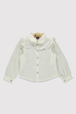 Girl's Scalloped Shirt 6-9Y Kumru Bebe 1075-4238 Ecru