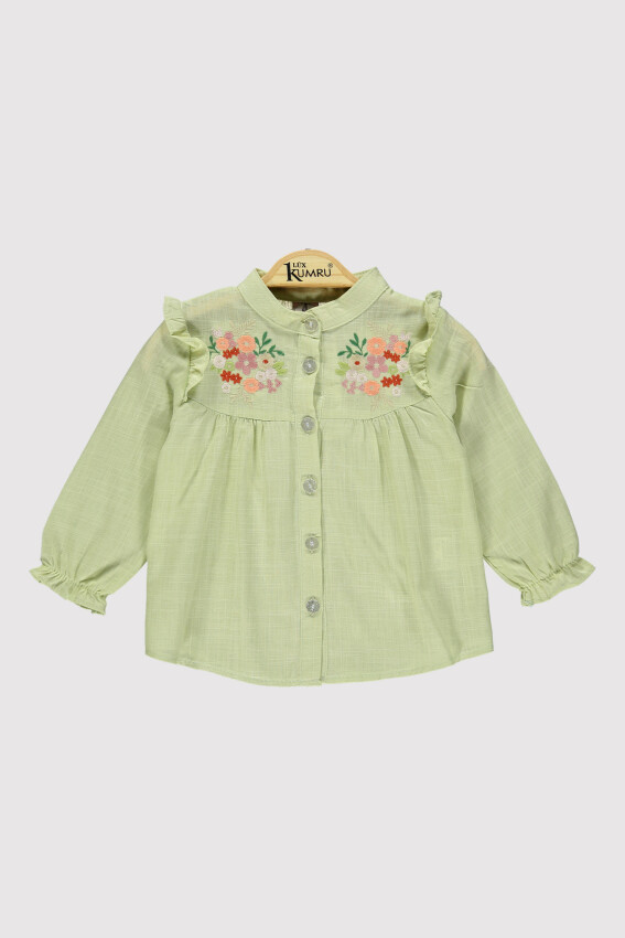 Girl's Stand Collar Embroidered Shirt 6-9Y Kumru Bebe 1075-4250 - 5