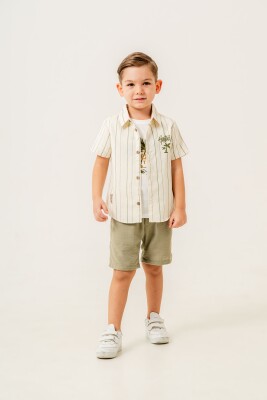 Hawaiian Embroidered Shirt 3-Piece Boys Suit 2-5Y Sani 1068-30080 Khaki