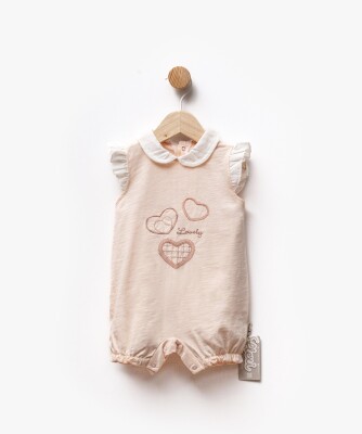 Heart Embroidered Ruffle Detailed Sleeve Collar Jumpsuit 3-9M Flexi Baby 2063-236576 - Flexi Baby (1)