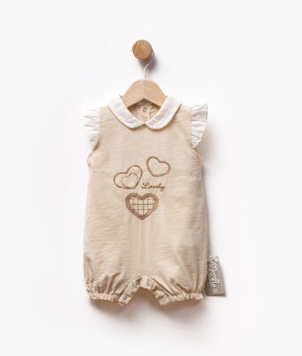 Heart Embroidered Ruffle Detailed Sleeve Collar Jumpsuit 3-9M Flexi Baby 2063-236576 - Flexi Baby