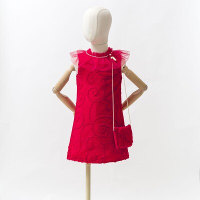 Ivy Tulle Straight Tight Dress 6-12Y Wecan 1022-21287 Red