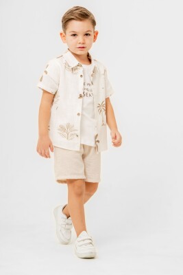 Leon Printed Shirt 3-Piece Boys Suit 2-5Y Sani 1068-30056 - Sani