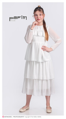 Long Sleeve Chiffon Dress 7-10Y Pafim 2041-2025Y1045 - 2