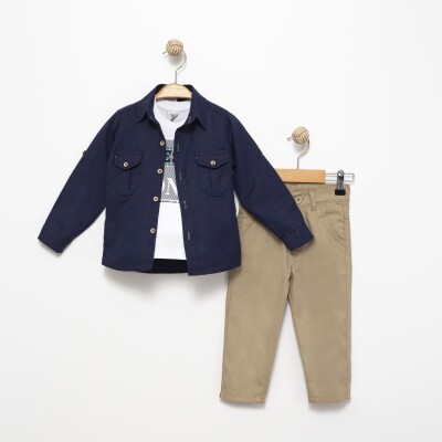 Long Sleeve T-Shirt 3-Piece Set 2-5Y Terry 1036-7221 Navy 