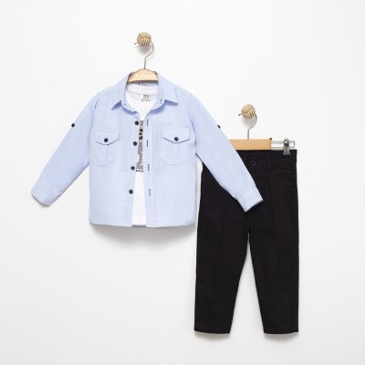 Long Sleeve T-Shirt 3-Piece Set 2-5Y Terry 1036-7221 Light Blue