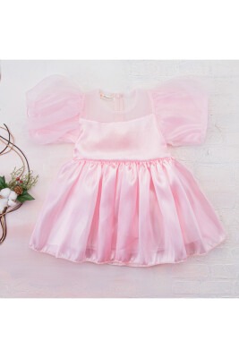 Organza Bow Dress Büşra Bebe 1016-212034 Pink