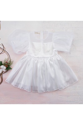 Organza Bow Dress Büşra Bebe 1016-212034 White