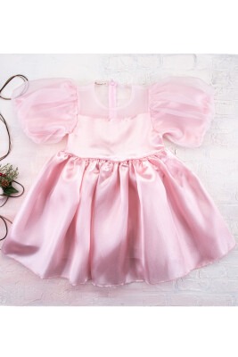 Organza Bow Dress Büşra Bebe 1016-212035 Pink