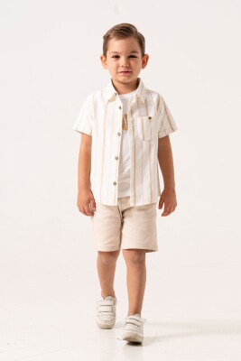 Palm Tree Accessory Shirt 3-Piece Boys Suit 2-5Y Sani 1068-30021 Beige