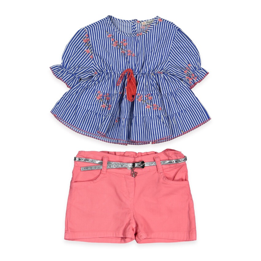 Pfd Set with Flowery Striped 3-6Y Büşra Bebe 1016-211130 - 3