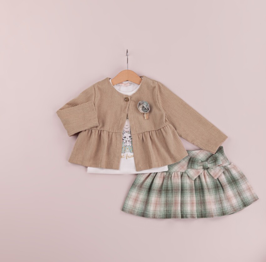 Wholesale 3-Piece Girls Jacket Set With Skirt 1-4Y BabyRose 1002-4289 - 1