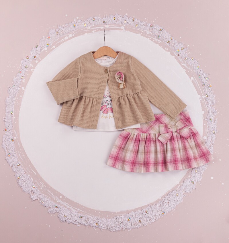 Wholesale 3-Piece Girls Jacket Set With Skirt 1-4Y BabyRose 1002-4289 - 2