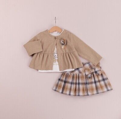 Wholesale 3-Piece Girls Jacket Set With Skirt 1-4Y BabyRose 1002-4289 Бежевый 