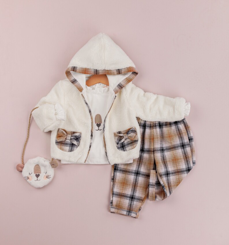 Wholesale 4-Piece Baby Girls Jacket Set With Pants And Bag 9-24M BabyRose 1002-4288 - 2