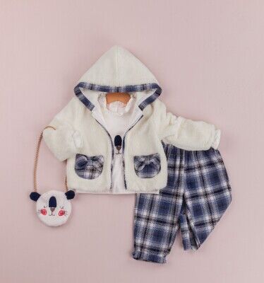 Wholesale 4-Piece Baby Girls Jacket Set With Pants And Bag 9-24M BabyRose 1002-4288 Темно-синий