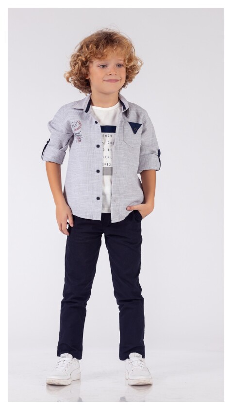 Wholesale Boys 3-Piece Shirt Pants and T-Shirt Set 5-8Y Lemon 1015-9843 - 1