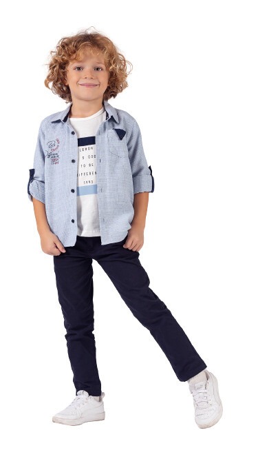 Wholesale Boys 3-Piece Shirt Pants and T-Shirt Set 5-8Y Lemon 1015-9843 - 3