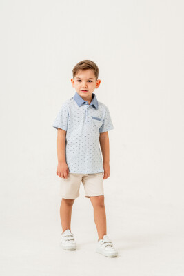 3-Point Printed Polo Collar 2-Piece Boys Suit 2-5Y Sani 1068-30074 Голубой 