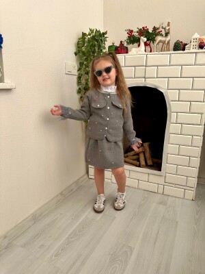 5-Piece Pearl Buttoned Tweed Suit 2-10Y KidsRoom 1031-8085 - KidsRoom