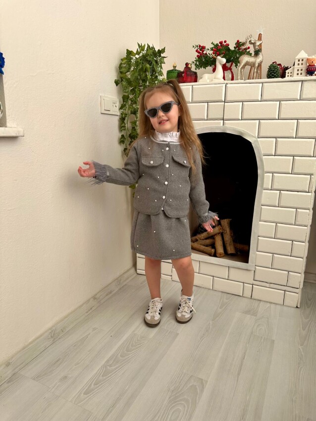 5-Piece Pearl Buttoned Tweed Suit 2-10Y KidsRoom 1031-8085 - 2