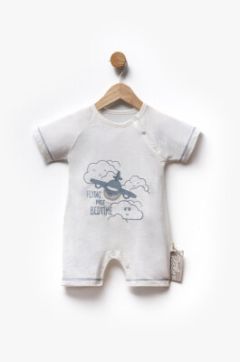 Airplane Embroidered Short Sleeve Jumpsuit 3-9M Flexi Baby 2063-236595 Экрю