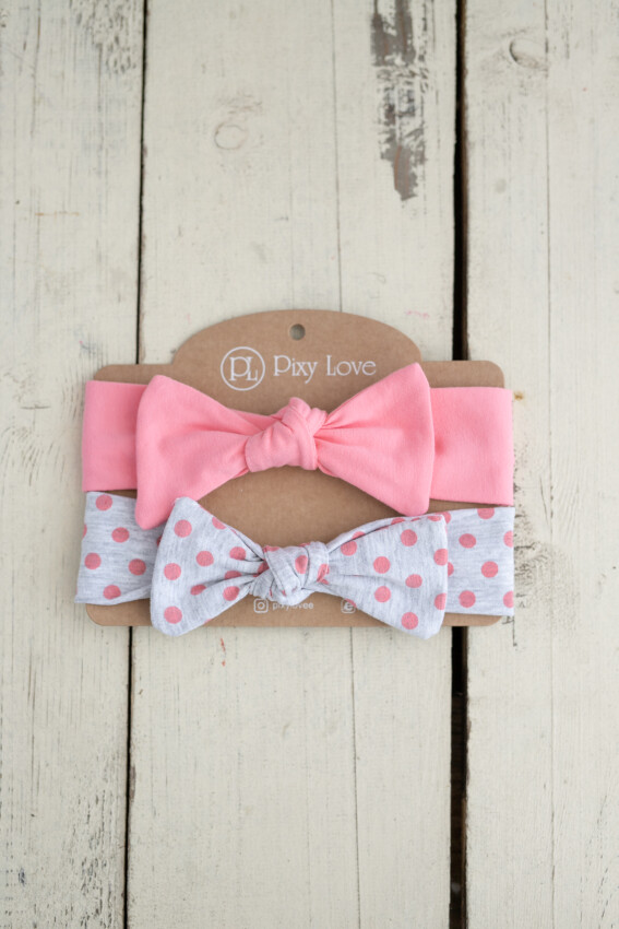 Baby Girl 2-Piece Bandana Set Poa Bow Dots 0-36M Pixy Love 2070-PL22SA80172631 - 1