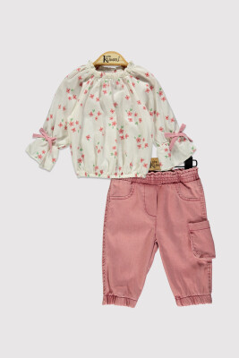 Baby Girl Bowknot Trouser Suit 6-18M Kumru Bebe 1075-4295 Экрю