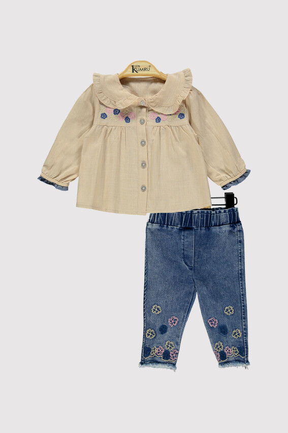 Baby Girl Daisy Printed Shirt Set 6-18M Kumru Bebe 1075-4202 - 2