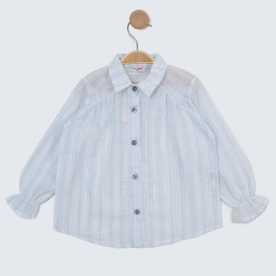 Baby Girl Striped Balloon Sleeve Shirt 6-24M Timo 1018-TK5DÜ042242811 Синий