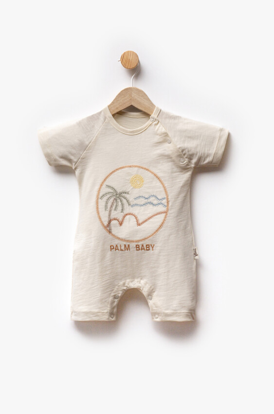 Beach Embroidered Jersey Fabric Short Sleeve Jumpsuit 3-9M Flexi Baby 2063-236578 - 3