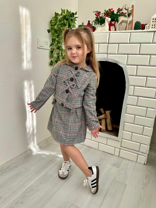 Cashmere Fabric Oval Collar Ribbon Detailed Suit 2-10Y KidsRoom 1031-8056-2 - 1