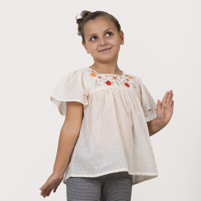 Girl's Flounce Sleeve Blouse 6-9Y Timo 1018-TK5DÜ032256183 - Timo