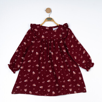 Girl's Patterned Muslin Dress 2-5Y Timo 1018-TK5DÜ062244372 - Timo