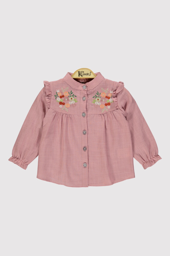 Girl's Stand Collar Embroidered Shirt 6-9Y Kumru Bebe 1075-4250 - 6