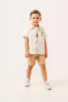 Hawaiian Embroidered Shirt 3-Piece Boys Suit 2-5Y Sani 1068-30080 Молочно-кофейный