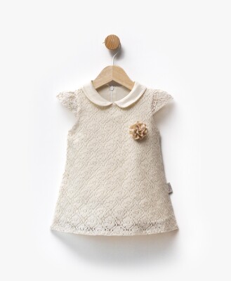 Lace Fabric Lined Flower Brooch Collared Dress 6-36M Bebbemini 2065-BM-2353 - Bebbemini (1)