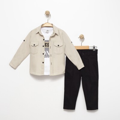 Long Sleeve T-Shirt 3 Piece Set 6-9Y Terry 1036-7222 Бежевый 