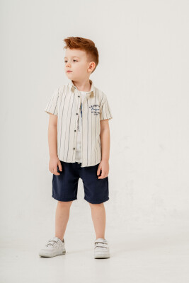 New York Printed Shirt 3-Piece Boys Suit 2-5Y Sani 1068-30052 - Sani