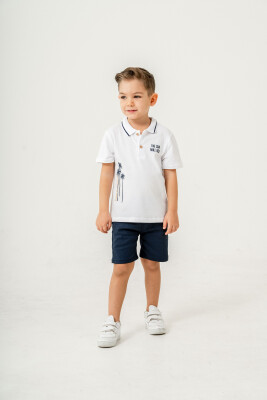 Rise Printed Polo Collar 2-Piece Boys Suit 2-5Y Sani 1068-30073 Темно-синий