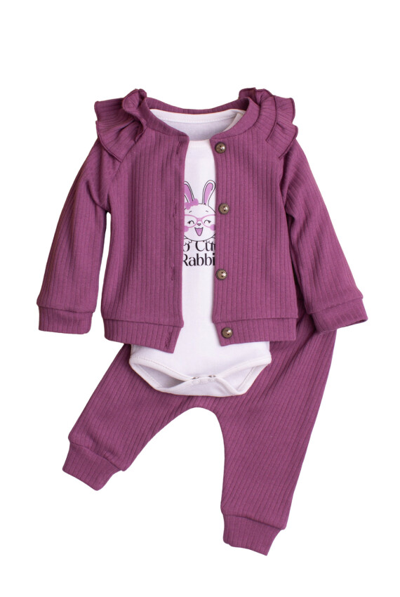 Ruffle Sleeve Cardigan 3-Piece Set 3-12M Kidexs 1026-90168 - 1