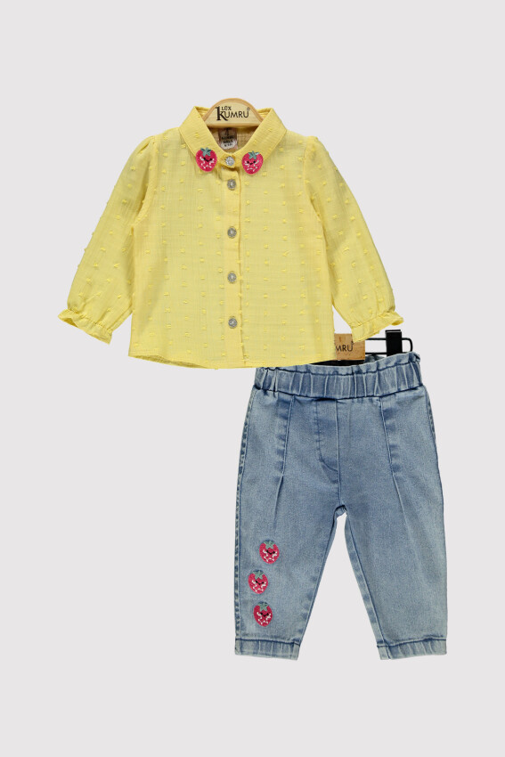 Strawberry Collar Shirt Set 6-18M Kumru Bebe 1075-4219 - 1